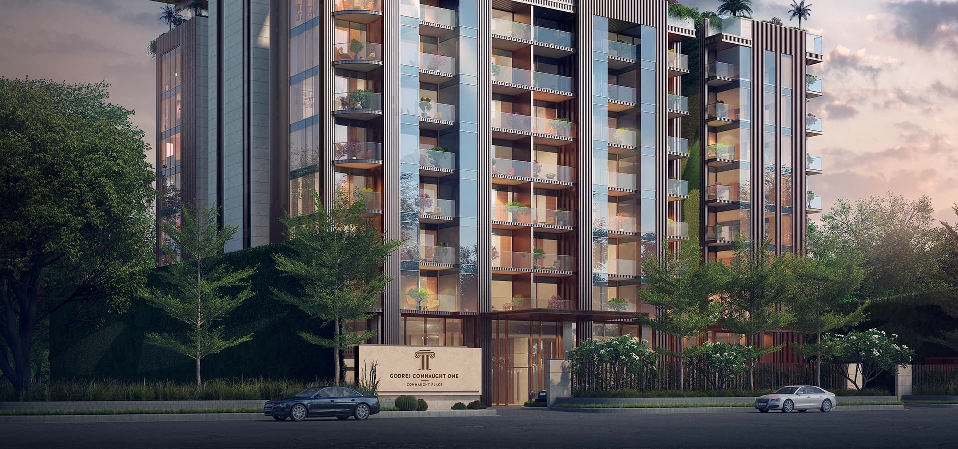 Exterior view of Godrej Connaught One luxury residential apartment in Delhi
